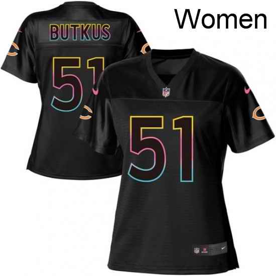 Womens Nike Chicago Bears 51 Dick Butkus Game Black Fashion NFL Jersey